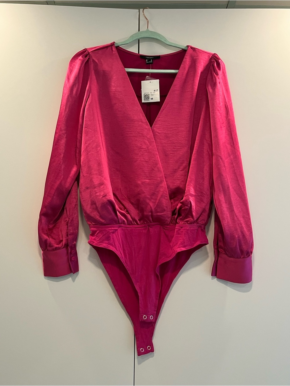 Forever 21 Bright Fuchsia V-Neck Bodysuit
